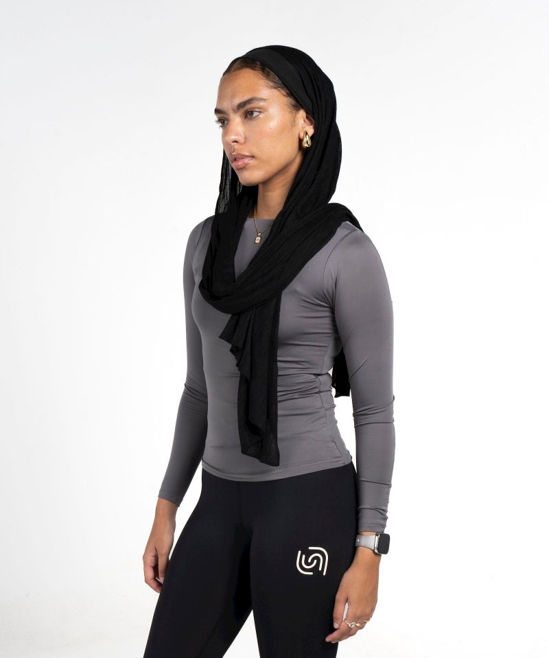 Beyond Women's Charcoal Grey Boat neck long sleeve top - Image 2